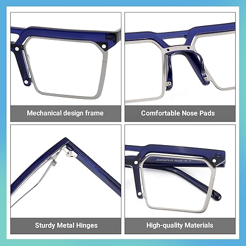 Miniatura 6 de Zeelool Marco de gafas rectangulares retro con lente transparente sin receta para hombres ZJGX839879