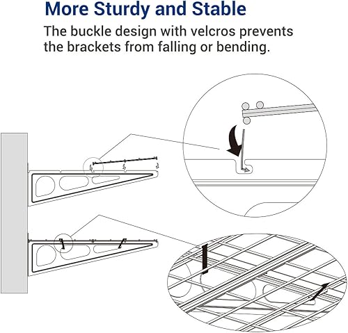 Vista 70 de FLEXIMOUNTS Estantería de pared de garaje, 1 x 4 pies, incluye 6 ganchos para bicicleta, sistema de organización de garaje con ganchos para Negro