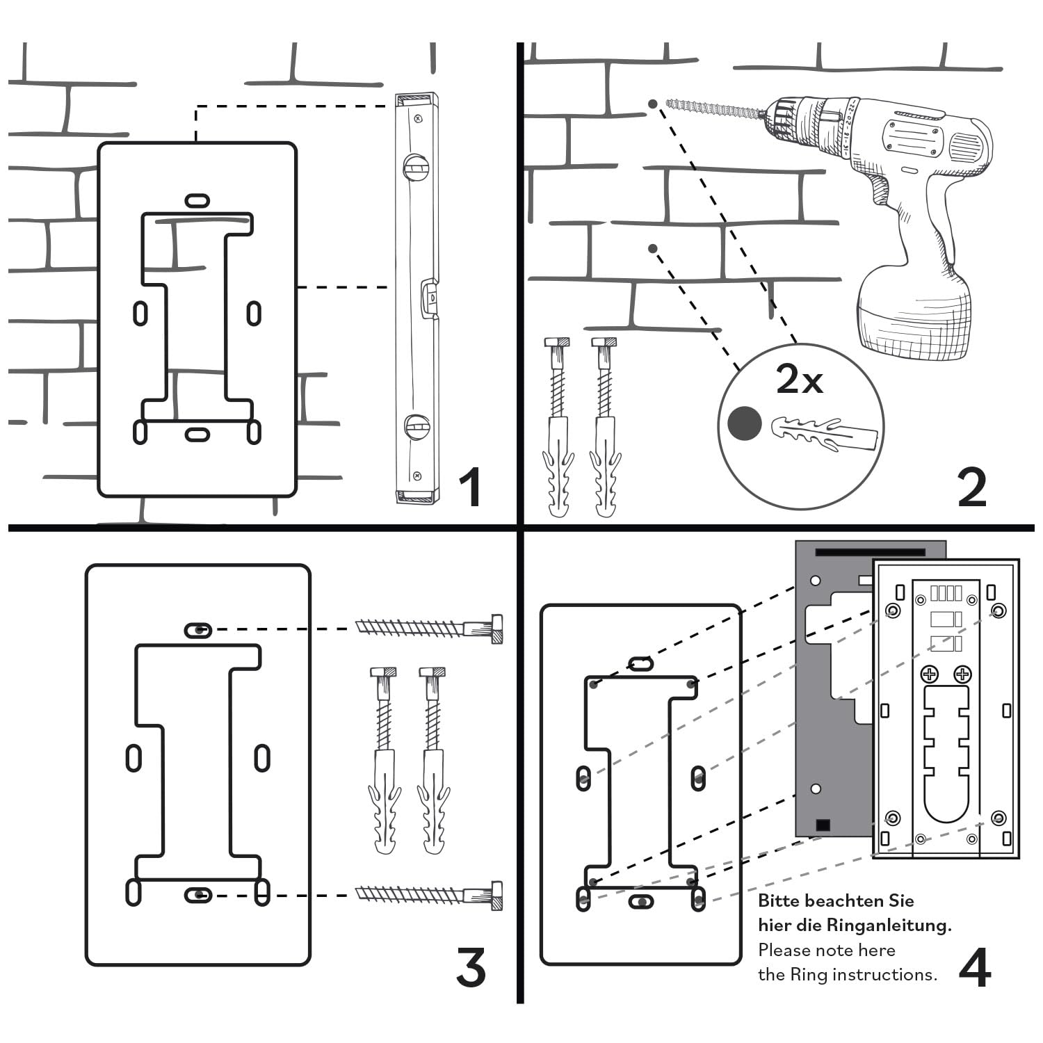 iSecur Placa Compatible con Timbre Ring a batería de Acero Inoxidable I Timbre de vídeo 2.ª generación 3 Plus 4 (2024) I Placa para Timbre I 90 x 160 mm I Placa para estación de Puerta I az167