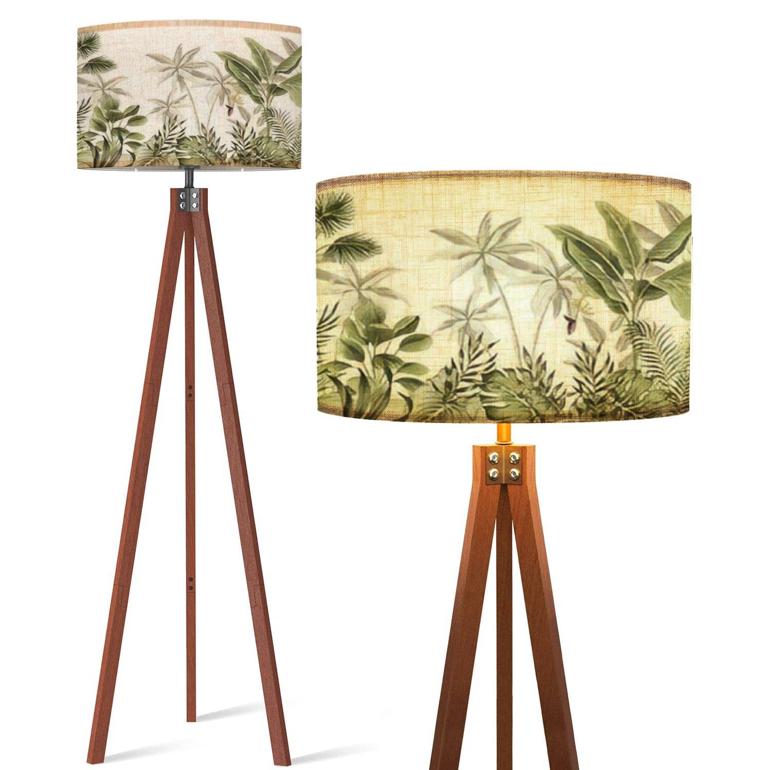 botanical☆ DQWIJAKX91 Wood Tripod Floor Lamp Tropical Vintage Botanical