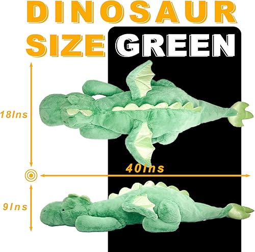 Miniatura 6 de YOUBLEK Animales de peluche con peso de 40 pulgadas, 2 libras, lindo dragón de peluche, juguete de dinosaurio con peso para niños y adultos, regalo