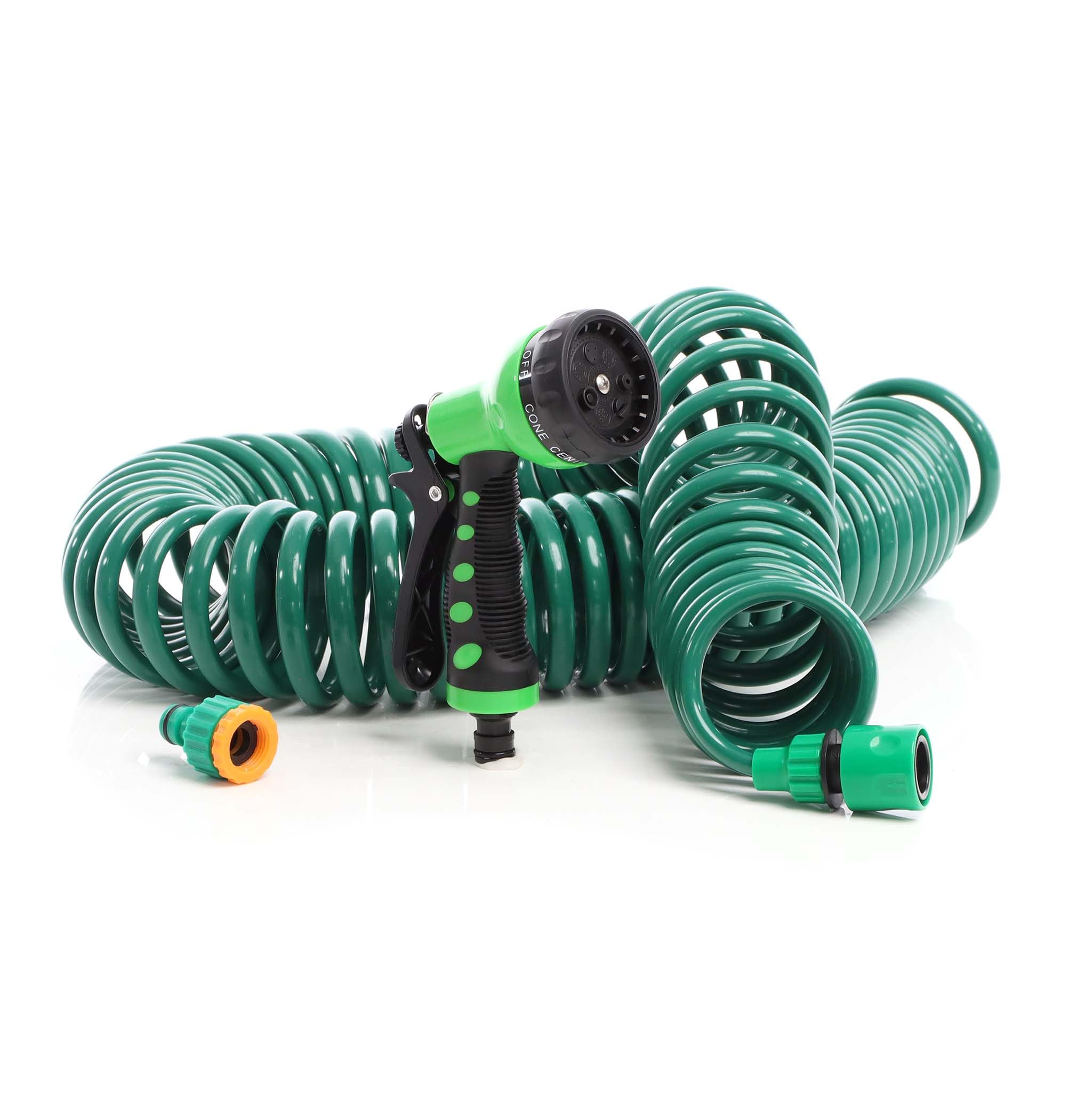 Wiltec Garden Hose 15 m Spiral Hose with 7 Spray Features Garden Watering Irrigation Hosepipe