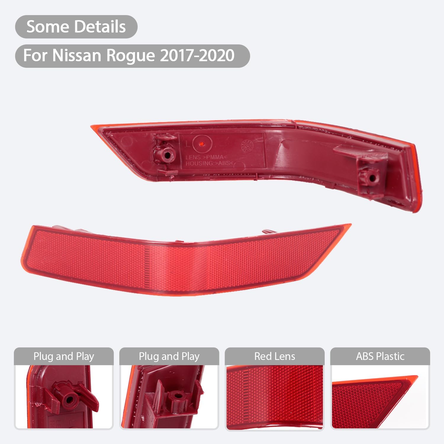 Rear Bumper Marker Reflector Brake Light For Nissan Rogue 2017-2020 Without Bulb 7426897731811 Left&Right