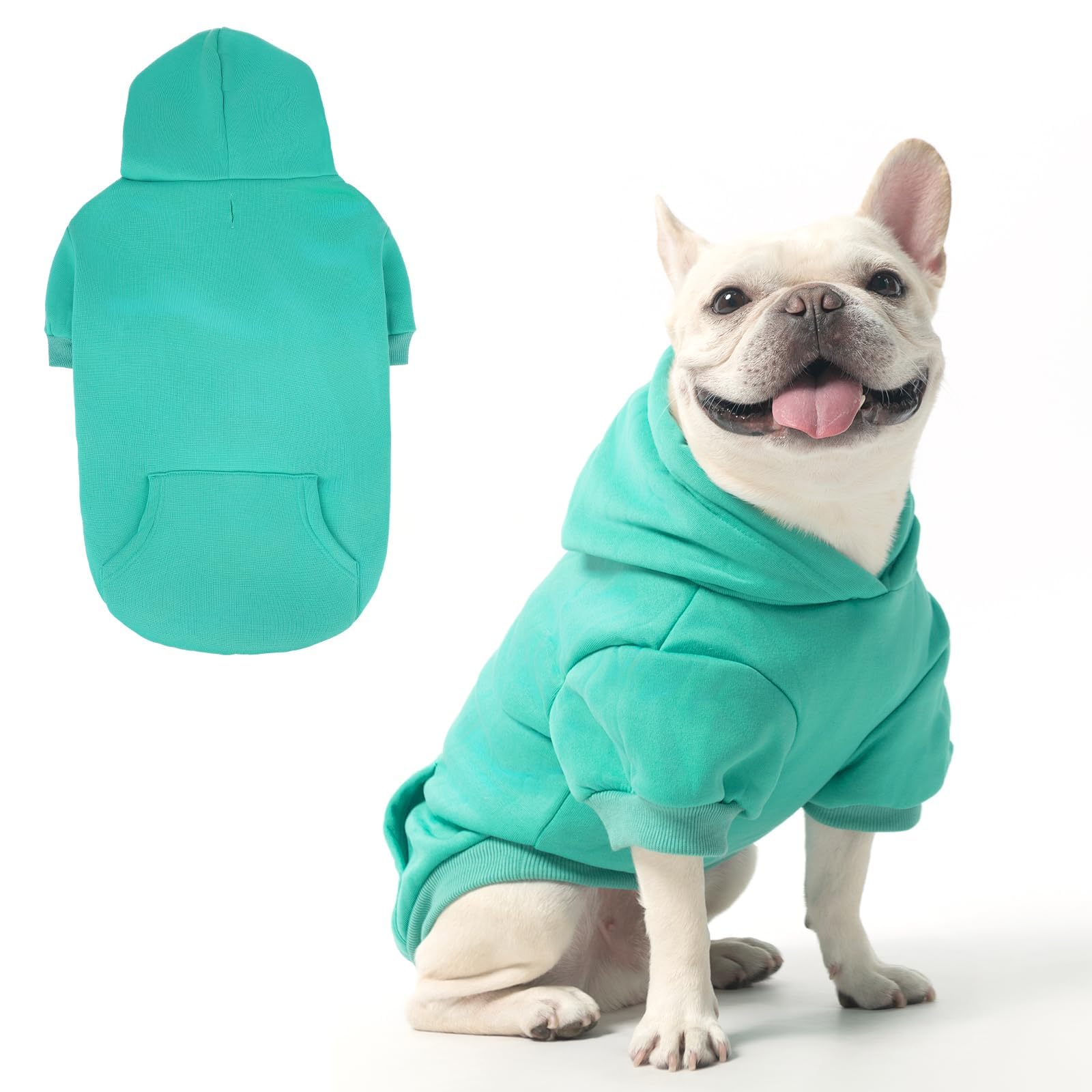 KOOLTAIL Basic Dog Hoodie - Soft & Warm Sweater With Leash Hole and Pocket, Winter Coat, Cold Weather Clothes for Small Medium Large Dogs Puppy Cat Boys Girls - Lake Blue SM — image 1