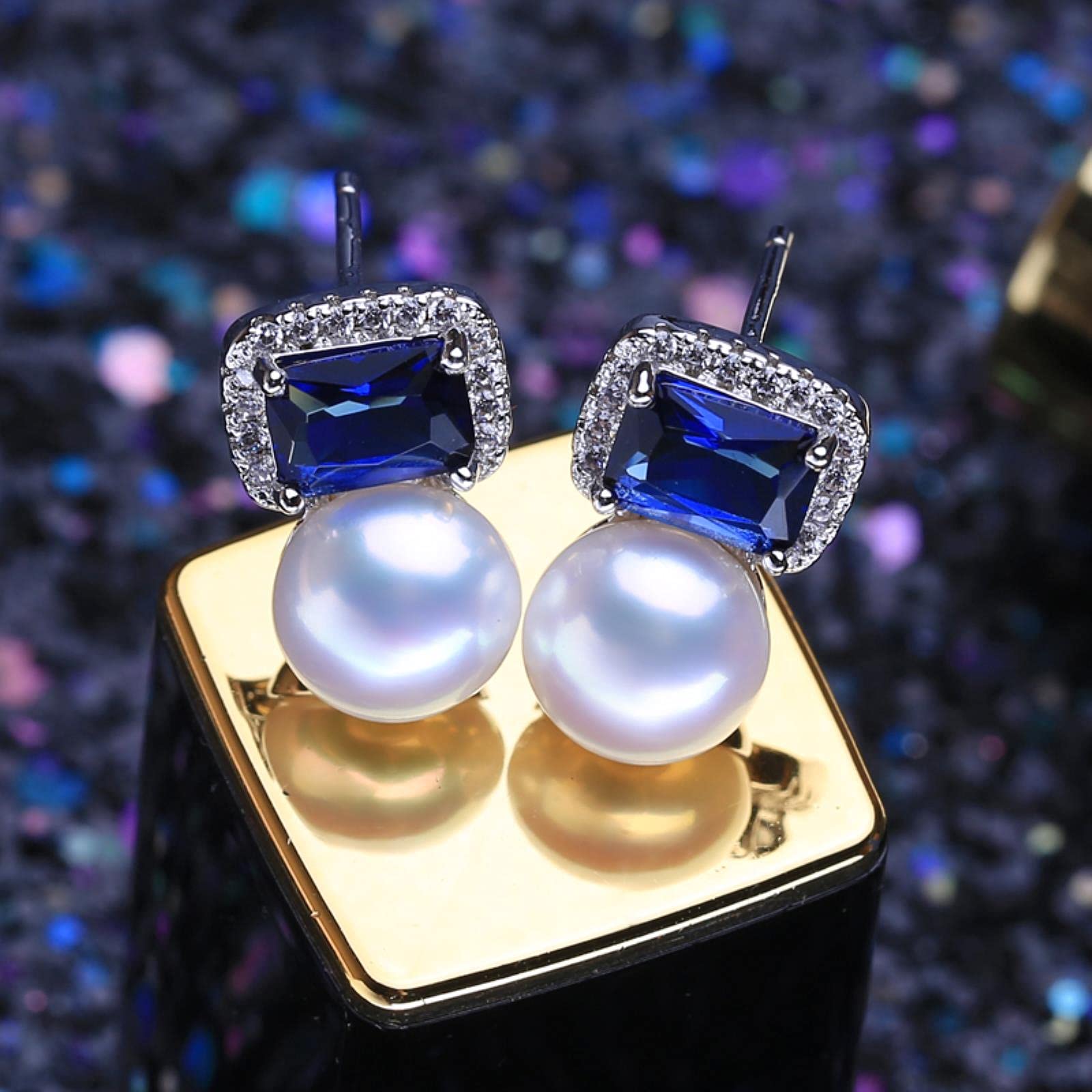 925 Sterling Silber Halskette Naturperlen Schmuck Sets Für Frauen Böhmische Ohrstecker Saphir Anhänger Party Ringe