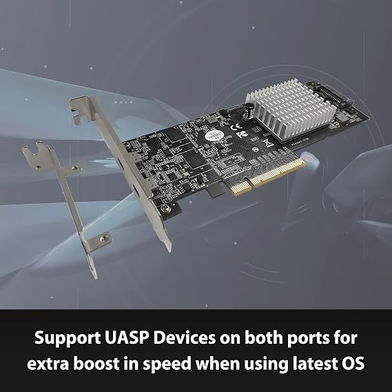 Vantec Dual Port USB 3.2 Gen2x2 (2x20Gbps) Type C PCIe Host Card, 15Watts per Port, PCIe v2.0 x8, Two USB C Dedicated Ports (UGT-PCE340C)