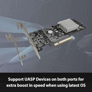 Vantec Dual Port USB 3.2 Gen2x2 (2x20Gbps) Type C PCIe Host Card, 15Watts per Port, PCIe v2.0 x8, Two USB C Dedicated Ports (UGT-PCE340C)