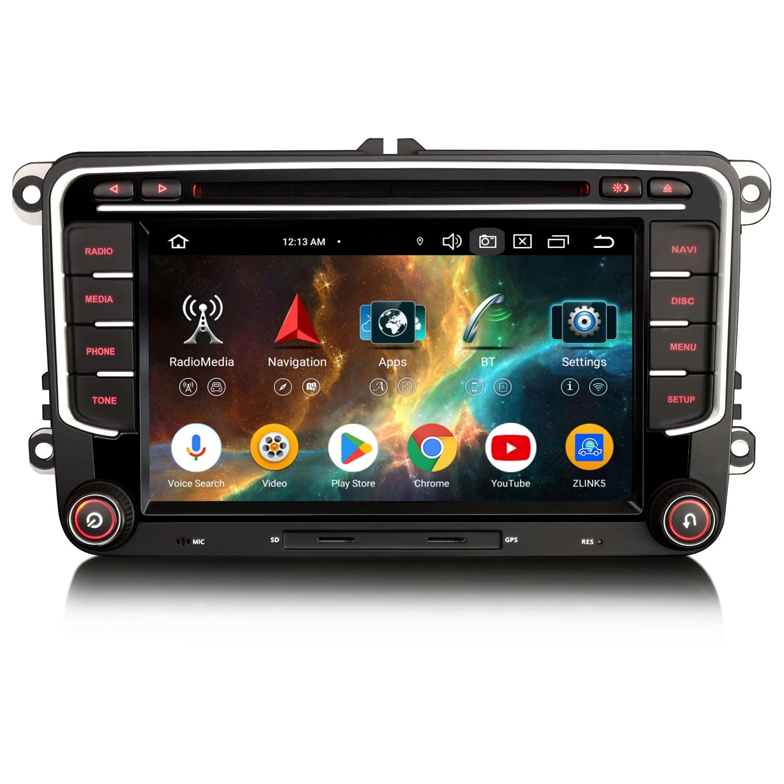 Erisin 8 Kern 4GB+64GB Android 16 Autoradio mit Bluetooth 5.0 Für VW Caddy Amarok Polo Crafter T6 Skoda Yeti GPS Navigation Unterstützt Drahtloses CarPlay Android Auto WiFi 4G USB DSP DAB+ FM Radar CD