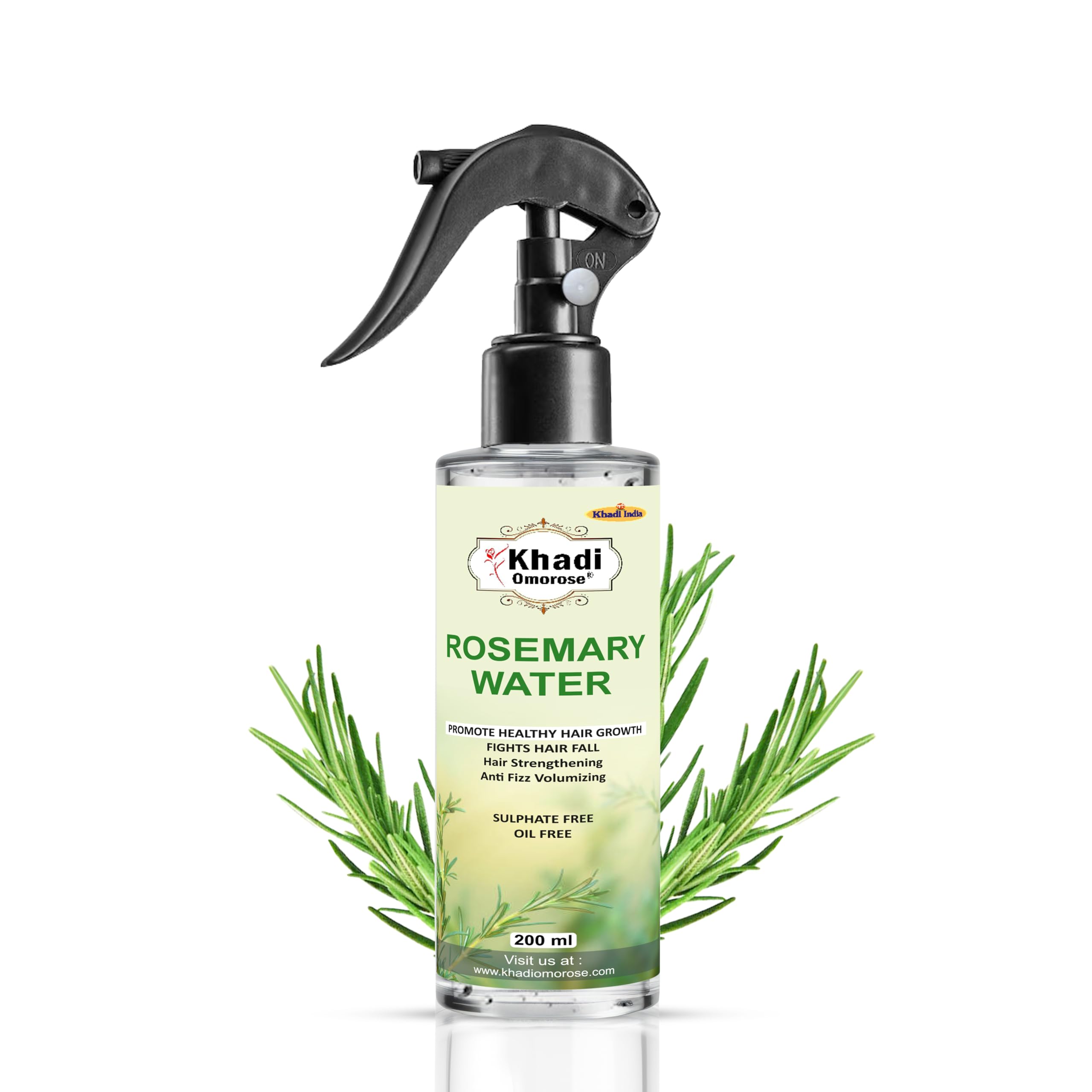 Khadi Omorose Rosemary Water Spray for Hair Growth 200 ML | Adds Shine & Helps Reduce Hairfall, Strengthens Hair | For All Hair Types | For Men & Women
