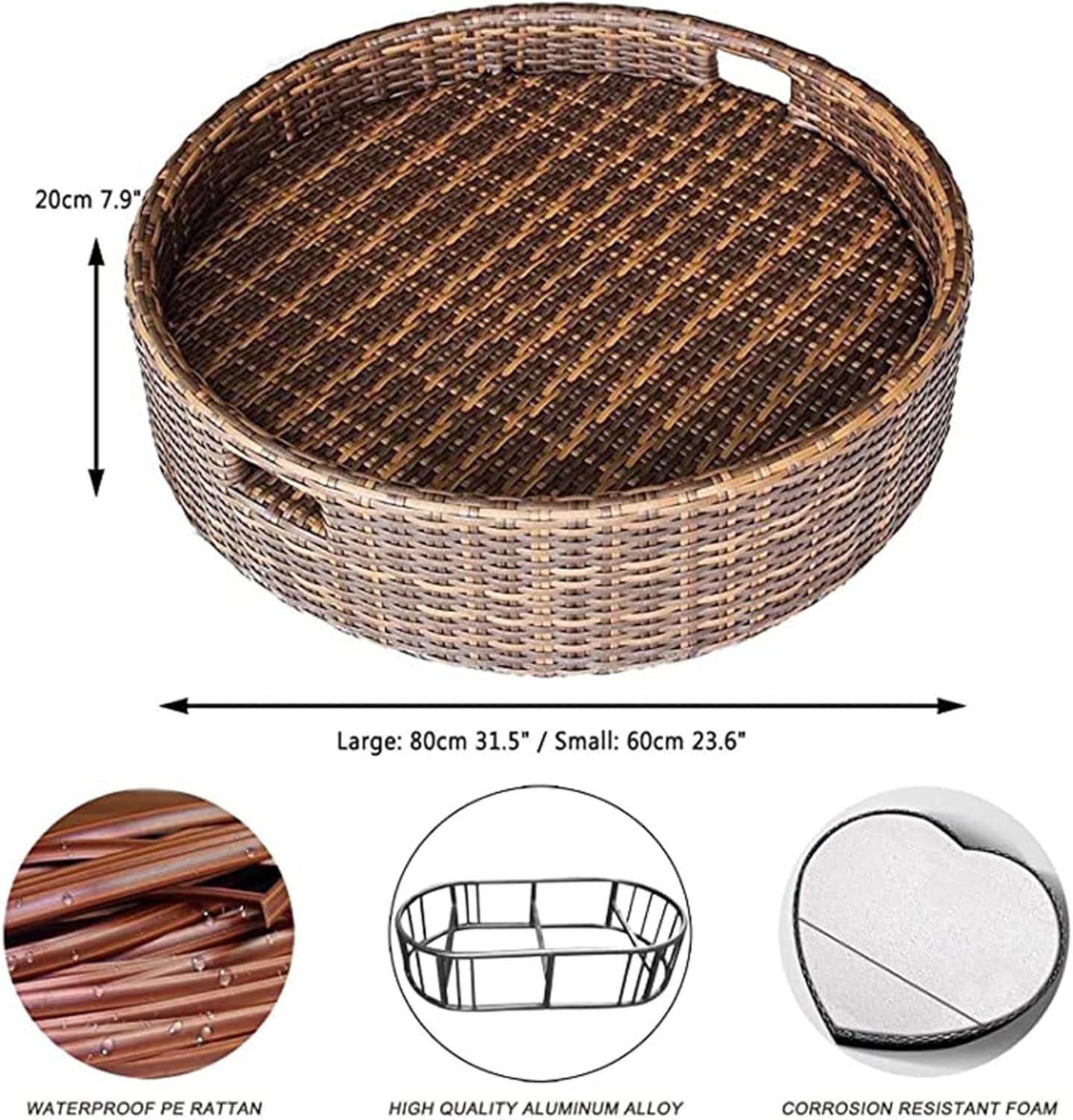 GaRcan Portable Floating Pool Tray, Deluxe Floating Tray for Pool, Rattan Stylish Tray on The Water, Creative Floating Bar & Table for Pool,Spas, Beaches,Black, Apricot