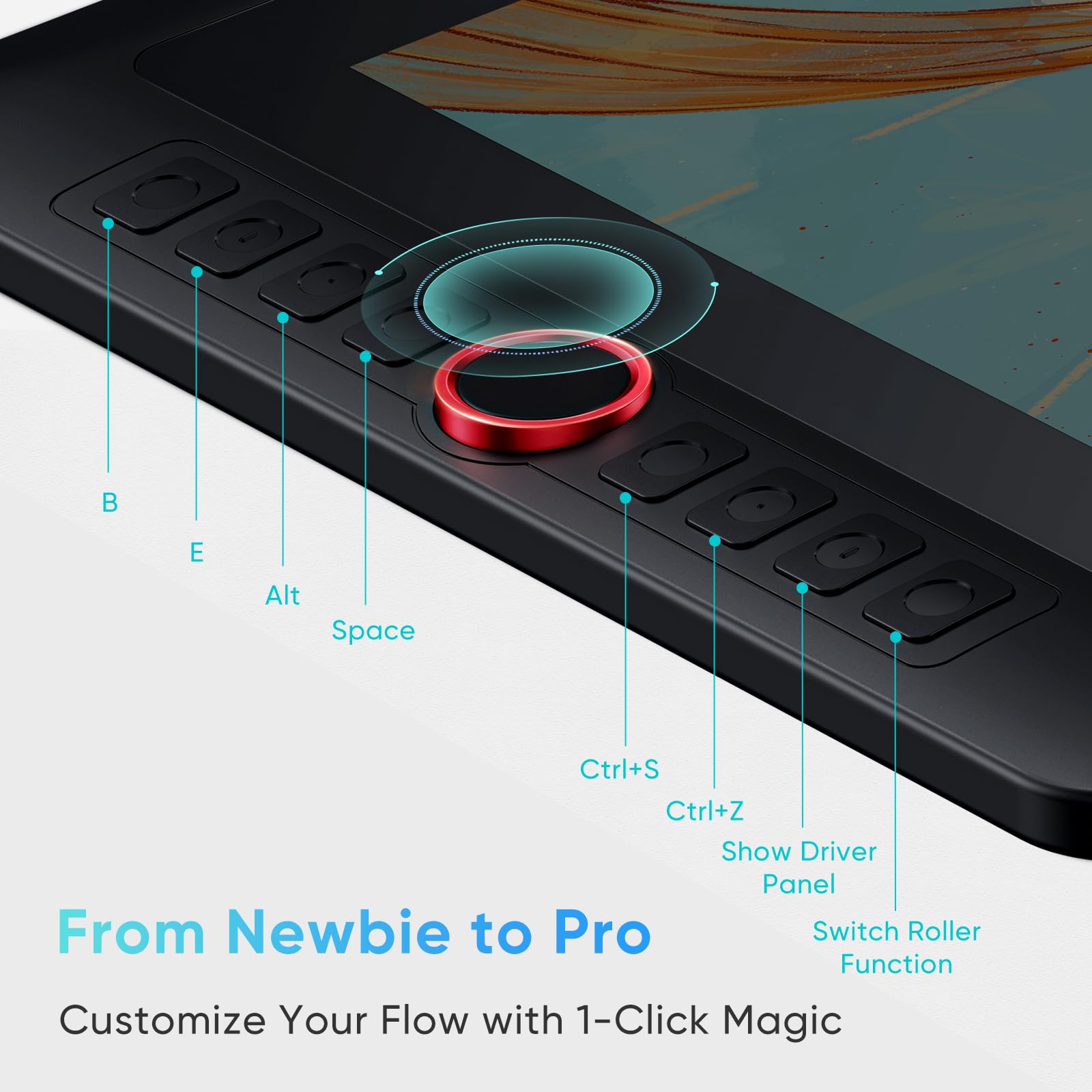 XPPen Tablette à dessin 13,3" avec écran Artist13.3 Pro V2 16384, 8 touches de raccourci et cadran rouge pour art numérique, graphiste, animation | Compatible Mac, PC, Android | Débutant à Pro