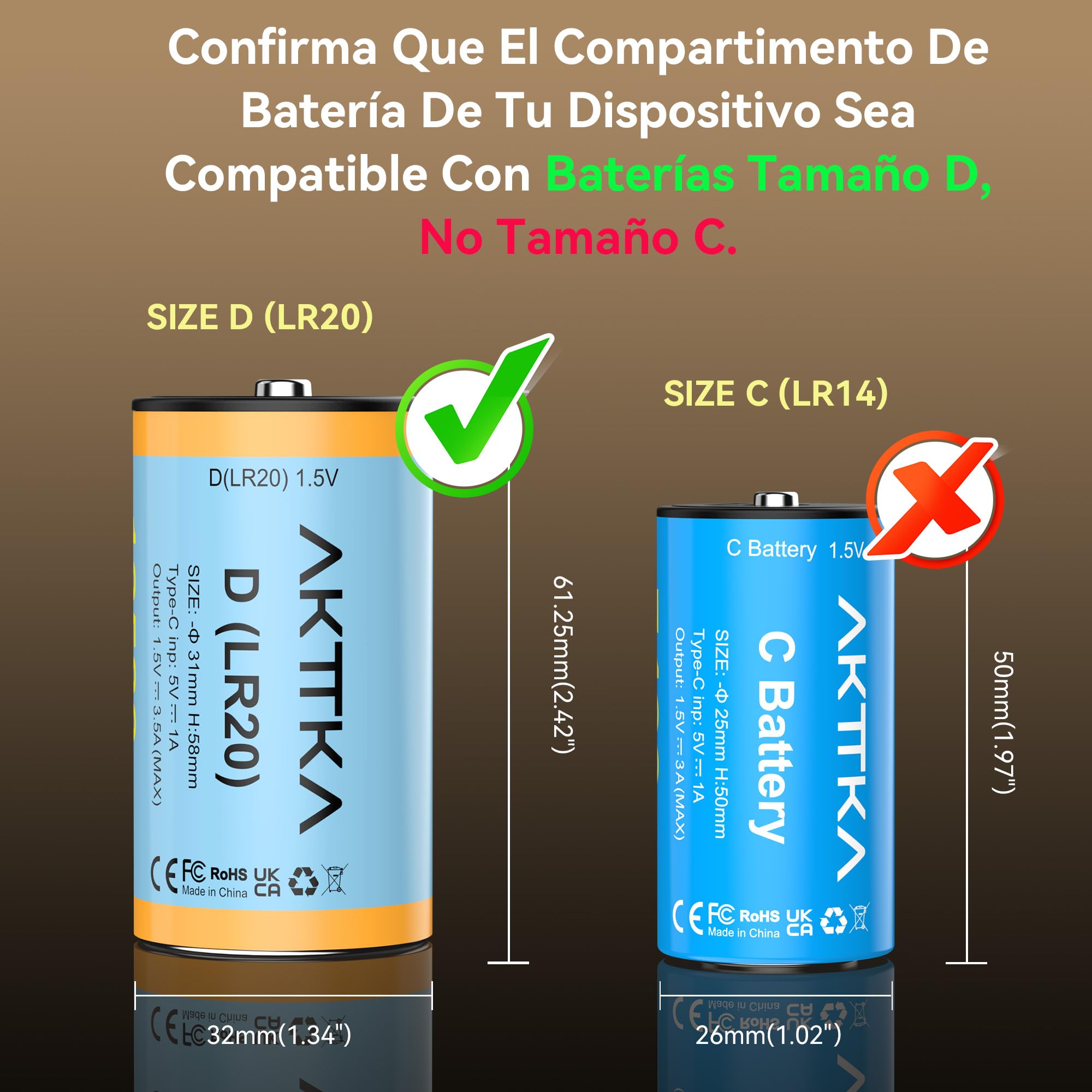 Pilas D Recargables 12580mWh, 4 Piezas, 1,5V Li-Ion, LR20, Mono D