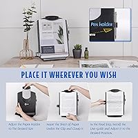 Vista 5 de EHO Soporte inferior ajustable para documentos con borde de estante de 0.197 in, soporte de papel portátil para leer, escribir, con clip, guía