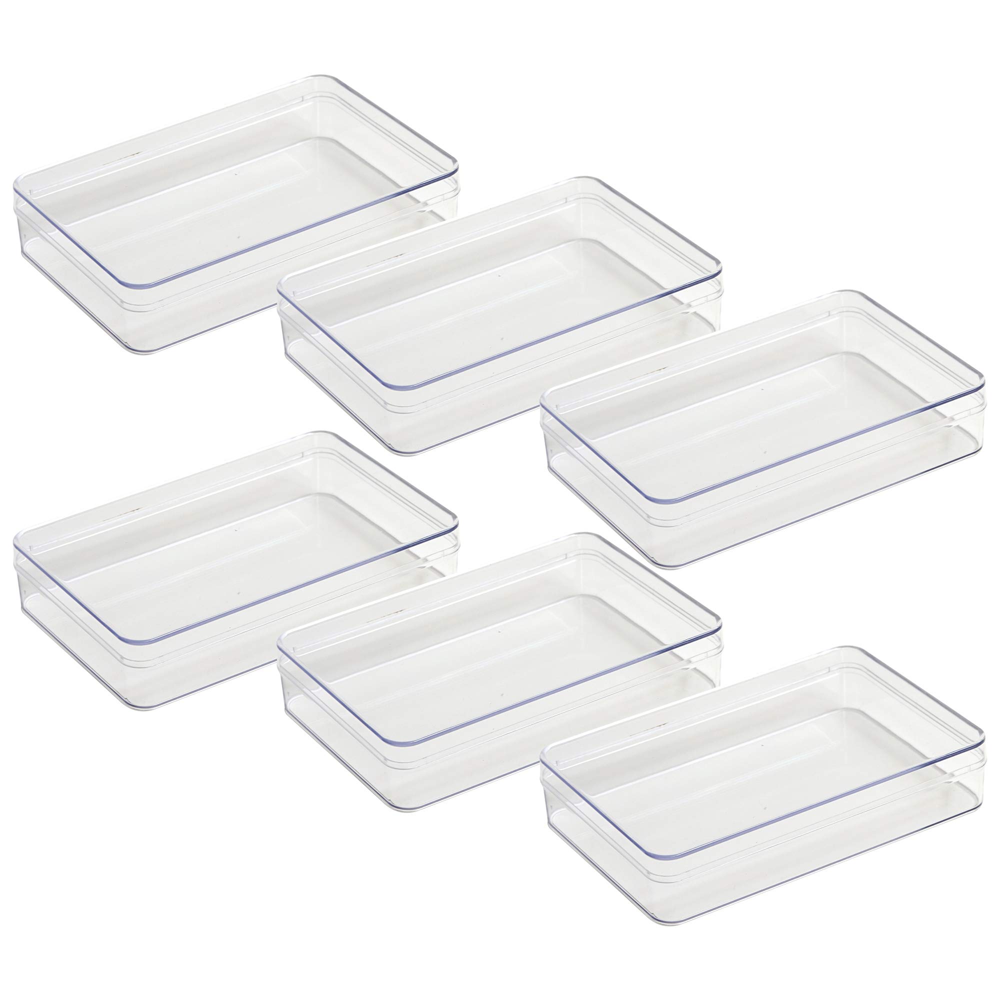 Barco Products Plastic Drawer Organizer Box, Great for Drawer Storage, Mini Cake Gift Boxes, Clear Plastic Drawer Tray for Makeup, Small Storage Box, Acrylic Box for Gifts | Set of 6 Boxes(7x5x1.5)