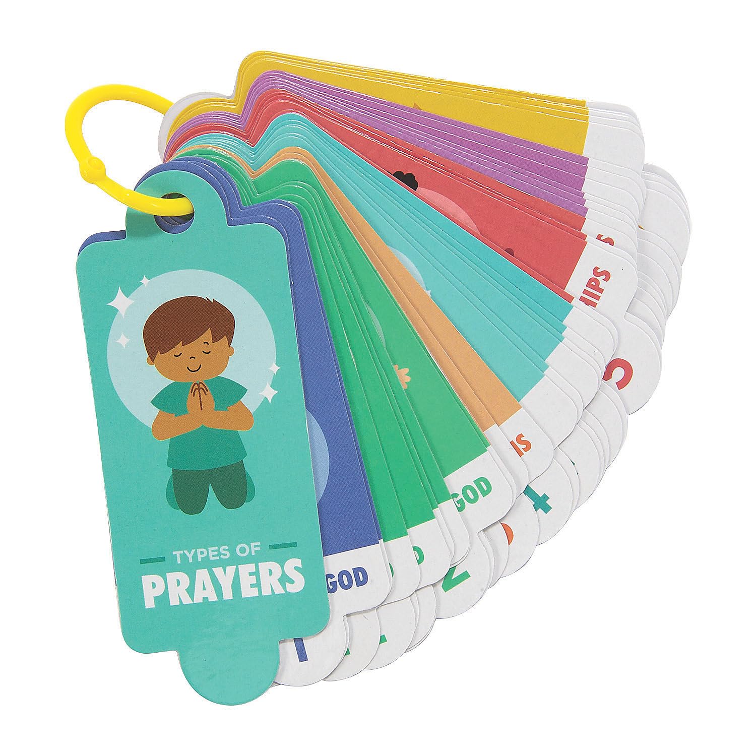 Prayer Cards for Kids - Each Set Includes 42 Cards on a Plastic Ring - 12 Sets