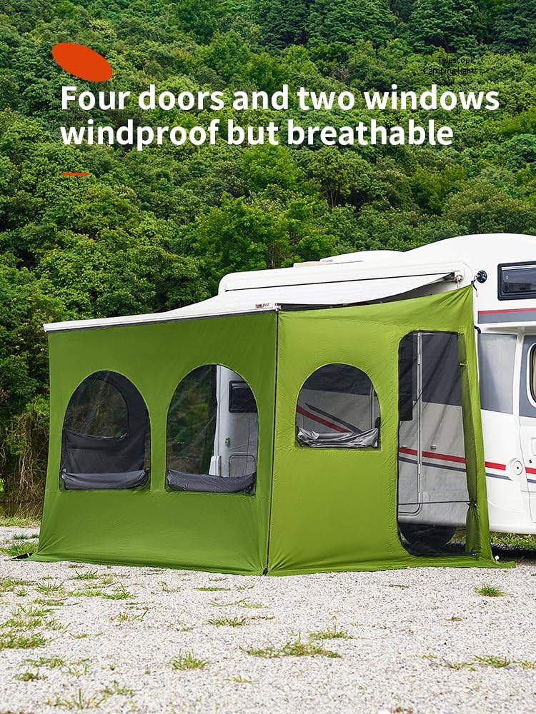RV Awning Screen Room Campervan Awning Tent Motorhome Awning Sun Shade Screen for Fiamma and Thule and Dometic Style Awnings. Polyester Fabric Construction, Sunproof，Windproof, (Green, 9.84ft)