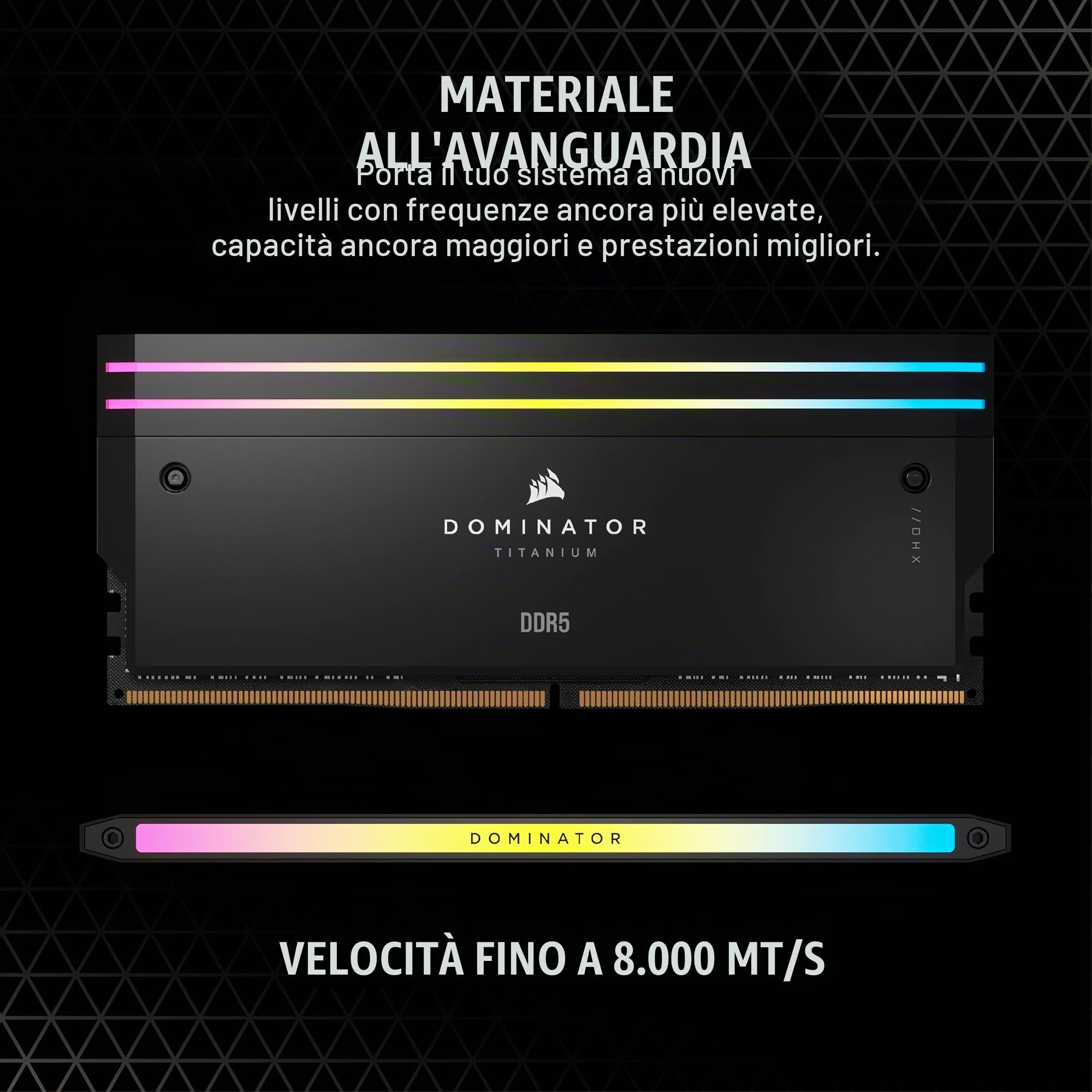CORSAIR DOMINATOR TITANIUM RGB DDR5 RAM 64GB (4x16GB) DDR5 Fino a 6000MHz CL36 Intel XMP iCUE Compatibile Per Computer - Nero (CMP64GX5M4B6000C36)