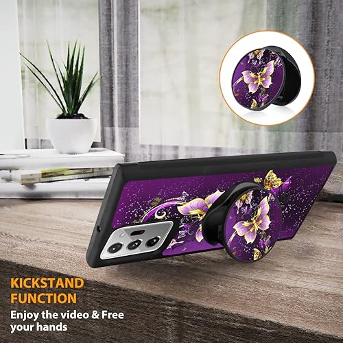 Miniatura 3 de SAKUULO Funda para Samsung Galaxy Note 20 Ultra 5G protector de pantalla  soporte diseño de mariposa morada textura de neumáticos antideslizante a