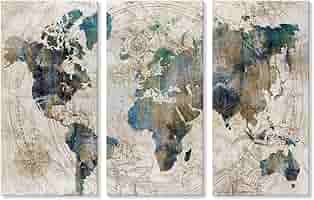 額装品/Old World Map Blue/ポスター Amazon.com: Framed 'Old World Map Blue' Gallery-Wrapped