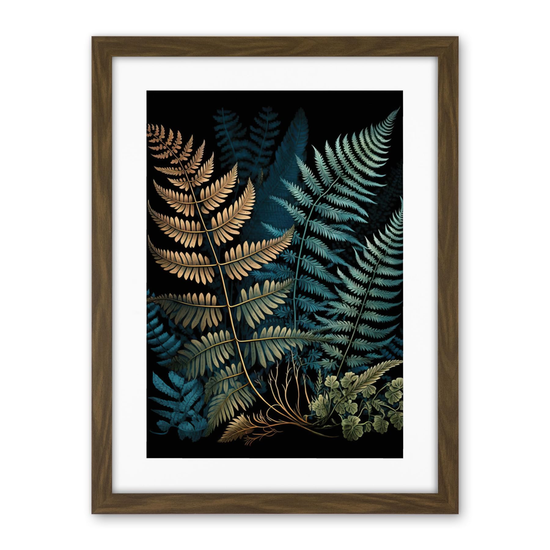 Artery8 Detailed Botanical Illustration Fern Frond Species Artwork Framed Wall Art Print 18X24 Inch