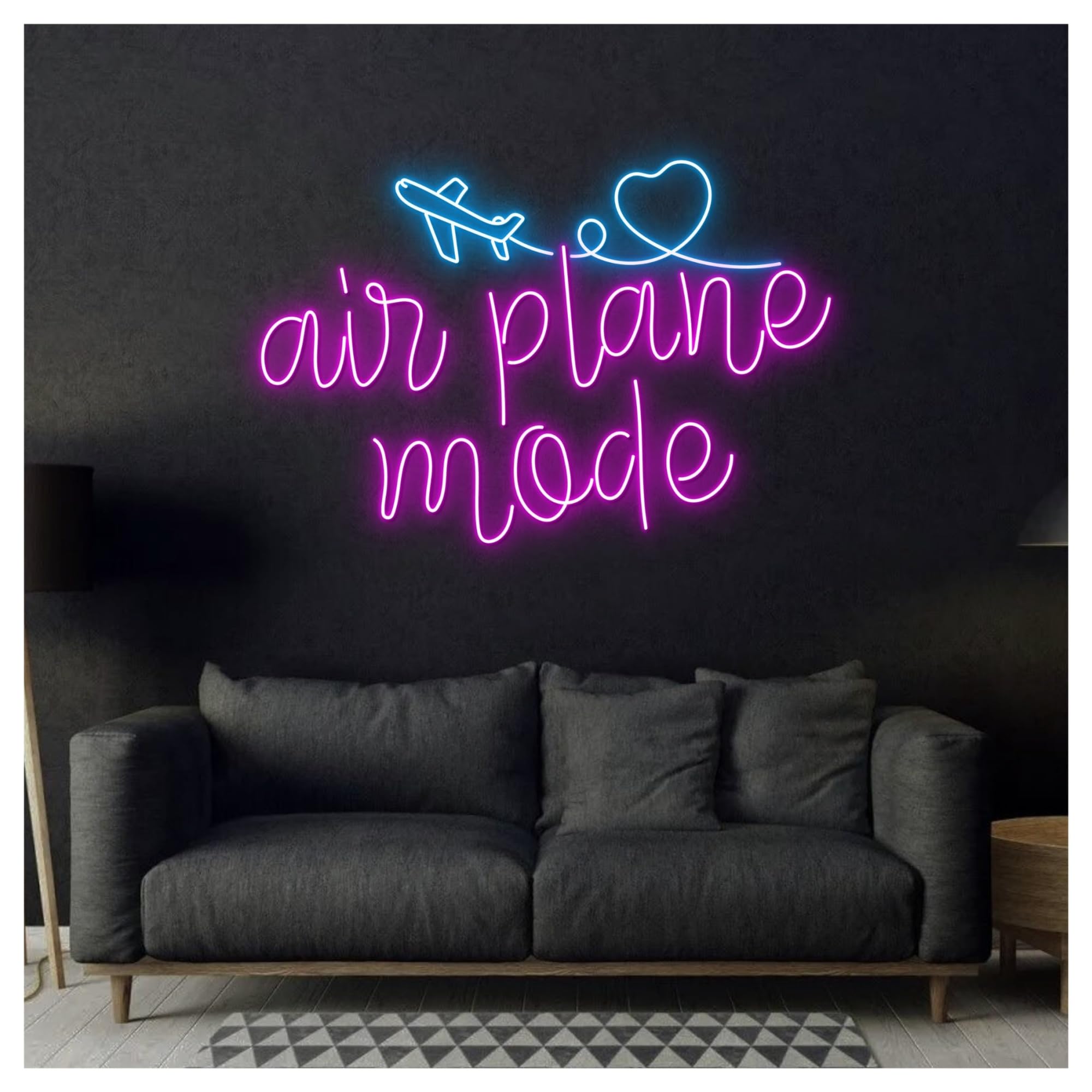 Wiszące neony artystyczne Neonowa Dekoracja Ścienna"AirPlane Mode"Samolot, Oświetlenie LED, Pokój Dziecięcy, Biuro Podróży, Muzeum Nauki I Technologii, 65cm