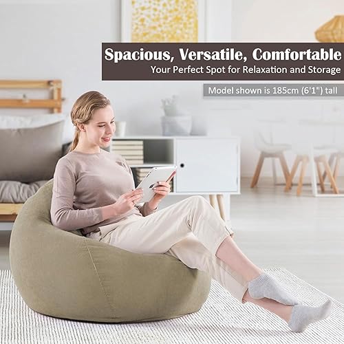 Miniatura 200 de Nobildonna - Funda para silla de puf (relleno sin relleno) de nido de pájaro para niños y adultos. Puf extra grande para almacenamiento de animales