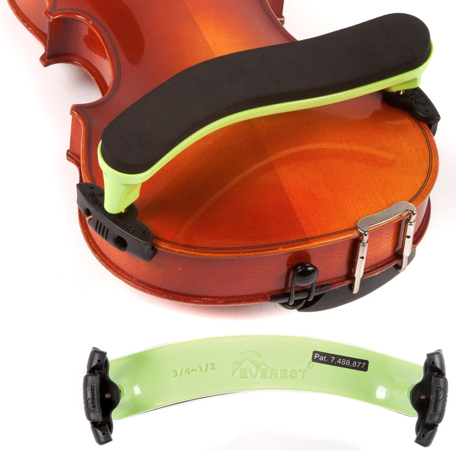 Everest ES2G ES Series 3/4-1/2 Violin Adjustable Shoulder Rest - Neon Green