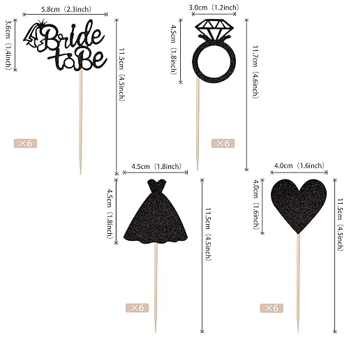 Miniatura 2 de 24 piezas de adornos para cupcakes de novia a ser con purpurina y corazón, para despedida de soltera, para bodas, compromisos, despedidas de