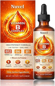 Nuvel Vitamin B Complex Liquid Drops with B12 Methylcobalamin, B6 & B1, Daily Vitamin Supplement 60 ml