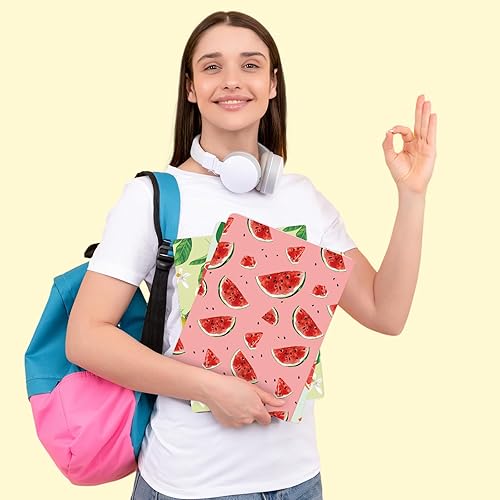 Miniatura 6 de Carpetas de archivo con diseño de frutas, coloridas carpetas de bolsillo de frutas, juego de carpetas de archivos de piña, fresa, sandía, naranja