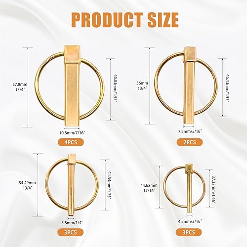 Miniatura 2 de mankk Kit de surtido de 12 piezas de pasadores Lynch de 4 tamaños, pasadores de tractor, pasadores Lynch, pasadores de enganche de 3 puntos