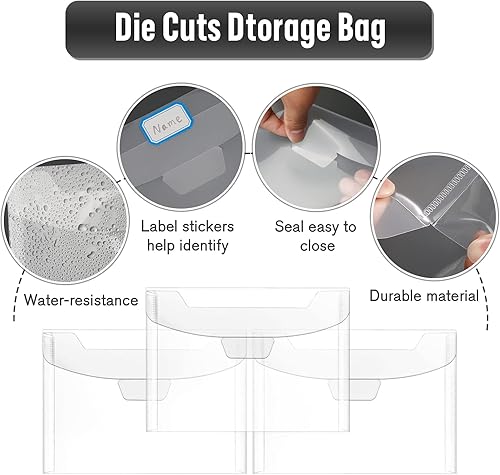 Miniatura 9 de Csyidio 52 bolsas de almacenamiento transparentes para sellos y troqueles con hojas magnéticas de goma, bolsillo de almacenamiento de plástico