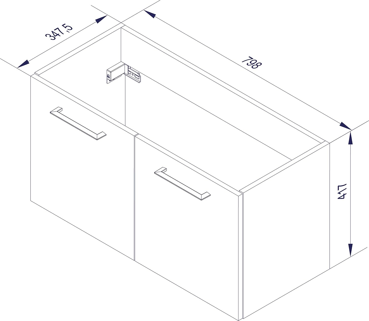 FACKELMANN Lima Vanity Unit / Bathroom Cabinet with Soft-Close System / Dimensions (W x H x D): Approx. 80 x 42 x 35 cm / High-Quality Bathroom Cabinet / Body: White / Front: Brown