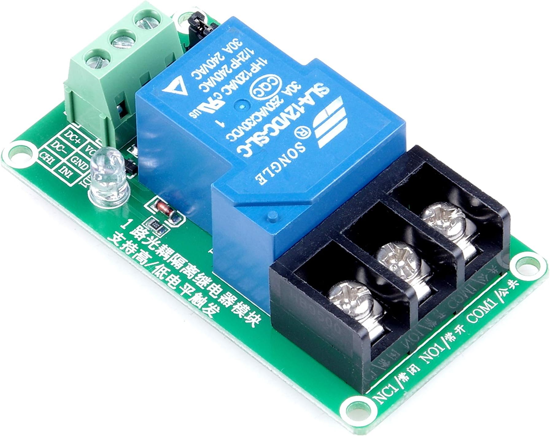 1-Channel DC 12V Relay Module High Low Level Triggering Optocoupler Isolation Load 30A DC 30V AC 250V for PLC Automation Control, Industrial System Control