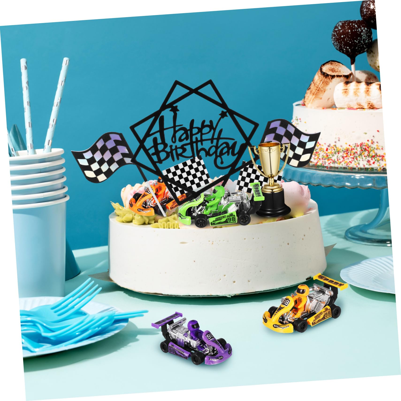 Abaodam 23pezzi Decorazioni Per Torte Tema Auto Da Corsa Topper Per Torte Compleanno Decorazioni Per Feste Di Compleanno Ragazzo Ragazza Accenti Festivi Per Eventi e Celebrazioni Racconti