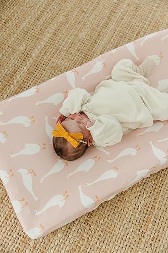 Miniatura 8 de Copper Pearl Funda de punto prémium para cambiador suave, elegante y universal para todos los cambiadores de pañales estándar, fundas de cambiador