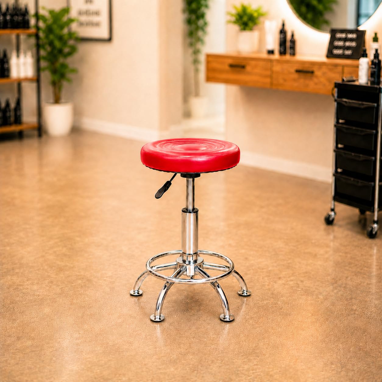 NGFC Adjustable Height Stool || Chrome Base Stool or Indoor/Outdoor/Home/Medical/Hospital/Food/Doctor/Kitchen Stool/Office Stool/Chair/Café/Cafeteria Stool/Metal Bar Stool|| DIY(Do-It-Yourself)(Red)-image-17