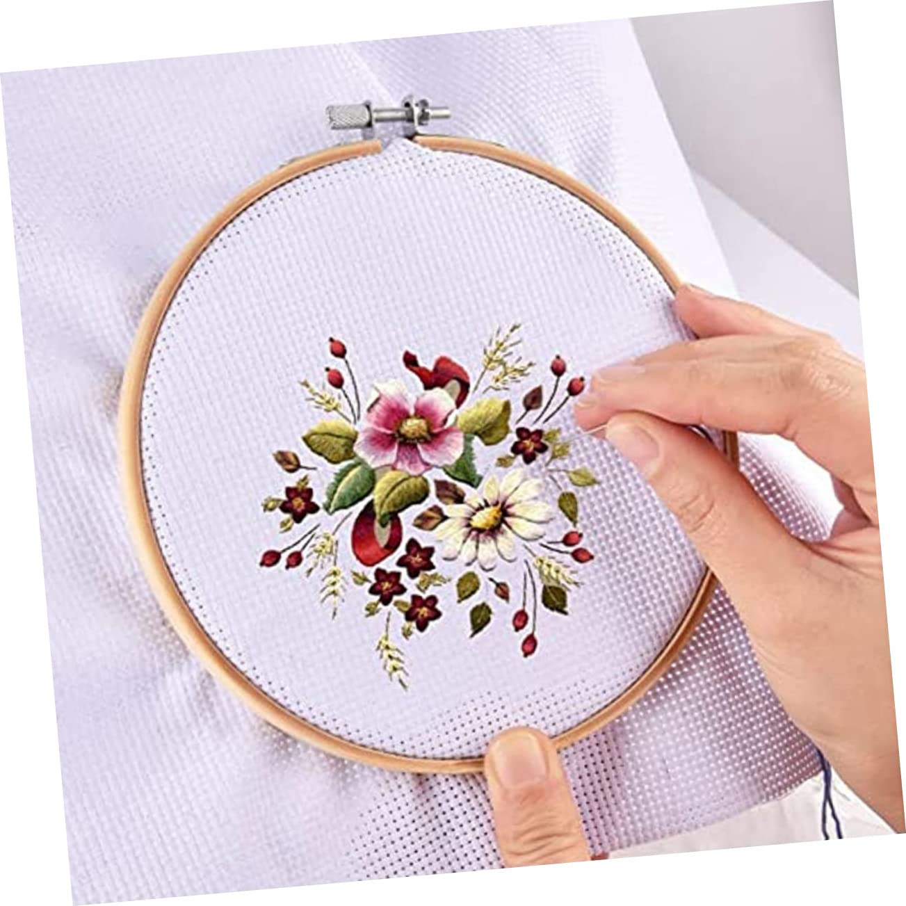 HOMSFOU Embroidery Gridding Fabric 14ct Cross Stitch Cloth DIY Embroidery Fabrics Soft Polyester for Craft Creations
