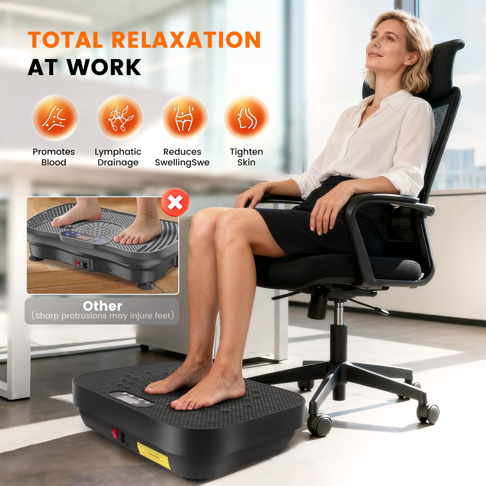 Plateforme vibrante pour le sport à la maison - Planche mobile électrique avec télécommande - Planche de fitness minceur - Appareil de vibration de sport - Plaque vibrante pour pieds, jambes, hanches