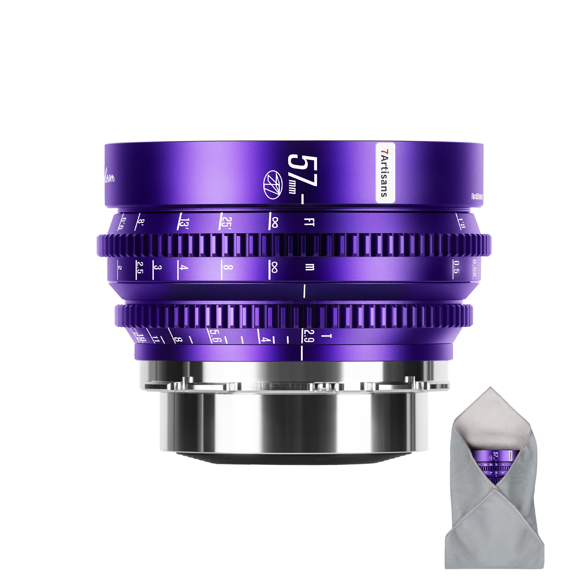 Objectif cinéma professionnel 7artisans MF57 mm T2.9 Floral Bloom Art Series, bokeh explosif, plein format, compatible avec monture PL, pour la photographie créative et la réalisation de films, violet