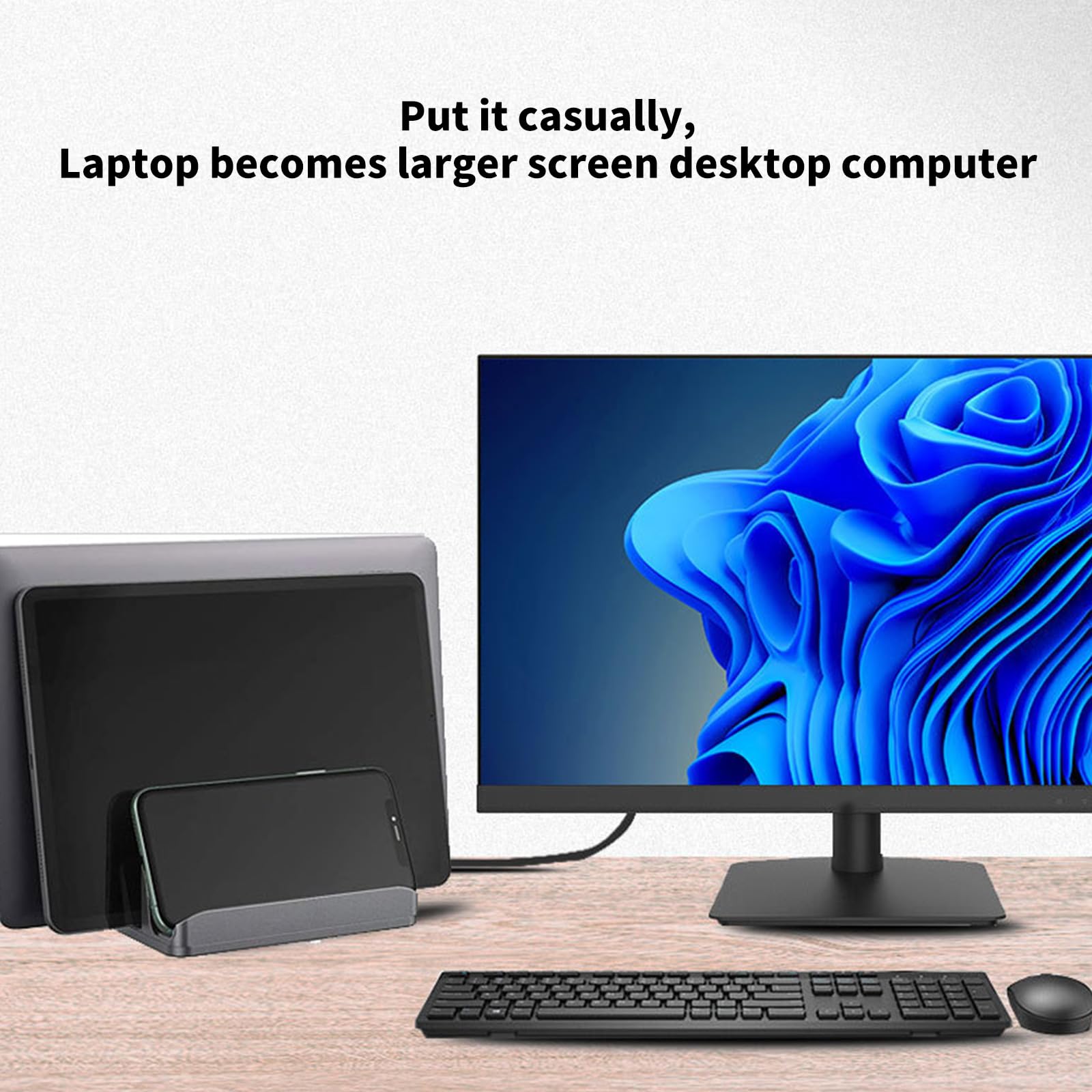 Base in Silicone Antiscivolo per Laptop e Tablet Verticale in Lega Alluminio Larghezza per Supporto in Alluminio con Ventilazione Raffreddamento salvaspazio