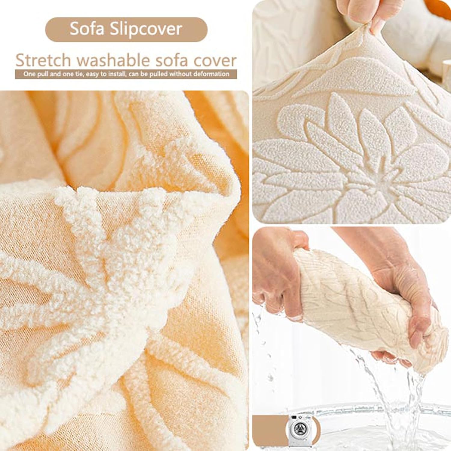 Stretch Sofa Slipcover Non Slip Velvet Sofa Covers for Corner L Shape 1 2 3 4 5 Seater Couch Covers 1-Piece Universal Washable Furniture Protector for Living Room