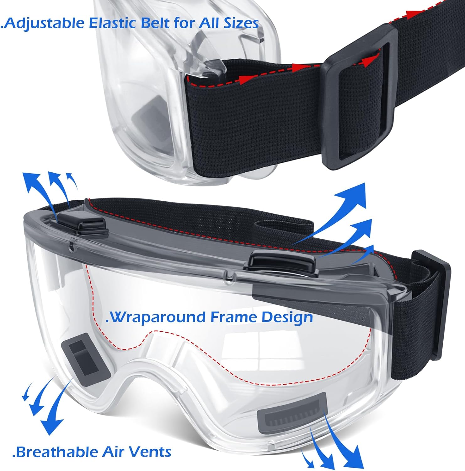 OXG Safety Goggles ANSI Z87.1 Glasses, Anti-Fog Protective Safety Glasses Lab Goggles Men Women Eye Protection Goggles