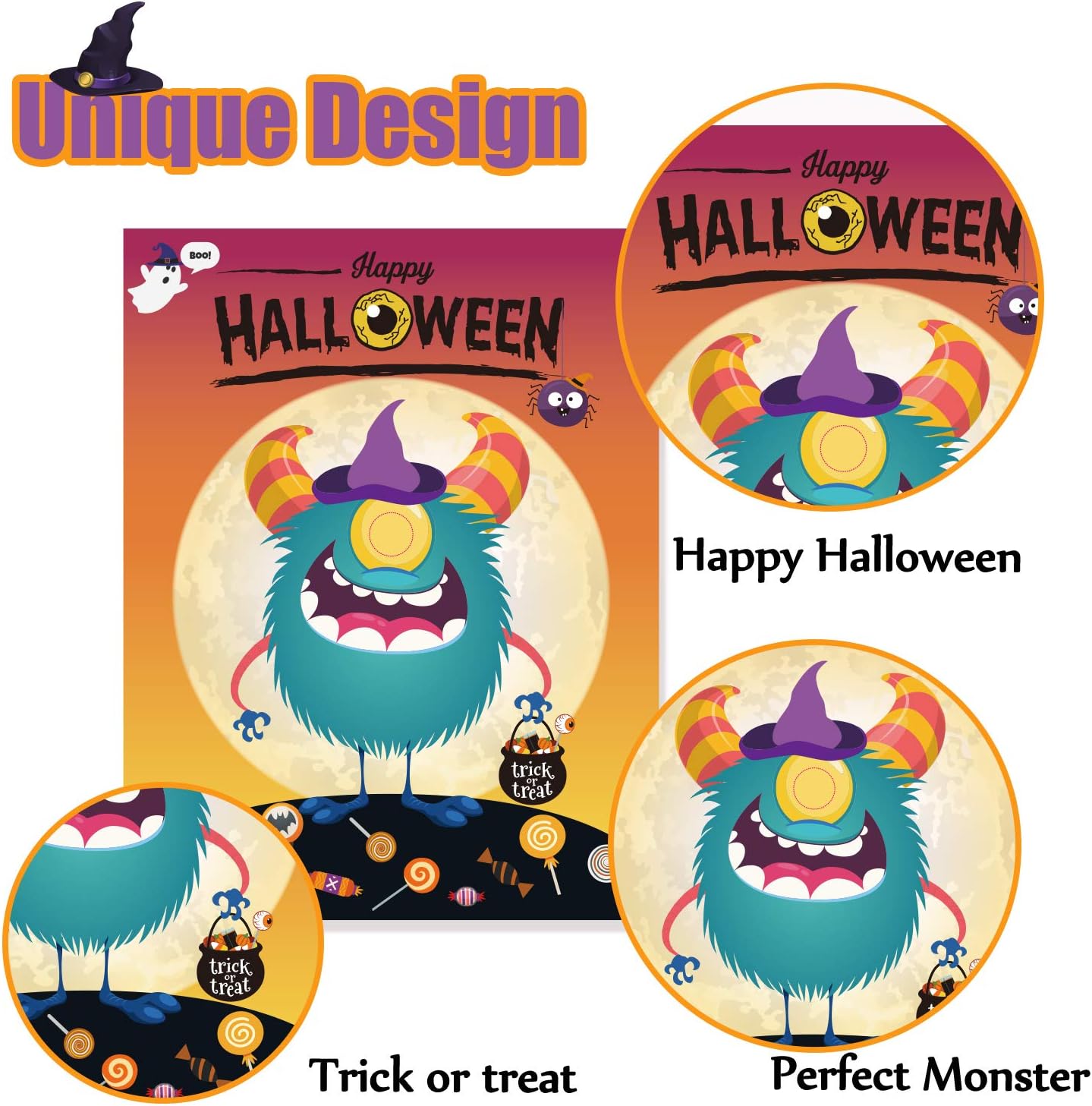 Halloween Party Games for Kids Halloween Game Pin The Eye on The Monster image 4