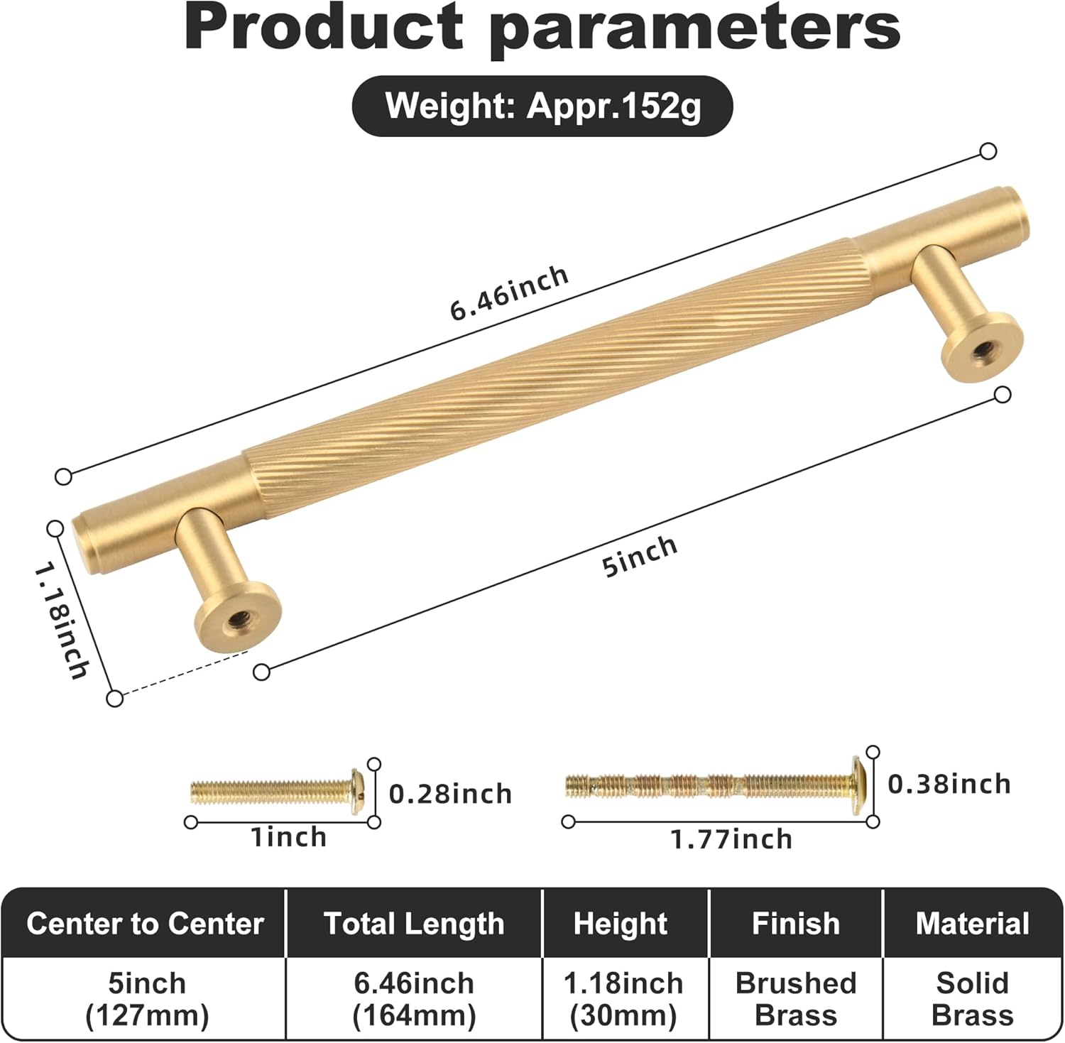 5 Pack Brushed Gold Kitchen Cabinet Handles, Solid Brass Swirled Drawer Dresser Pulls, 5 Inches Furniture Door Handles for Cupboard Bedroom Wardrobe