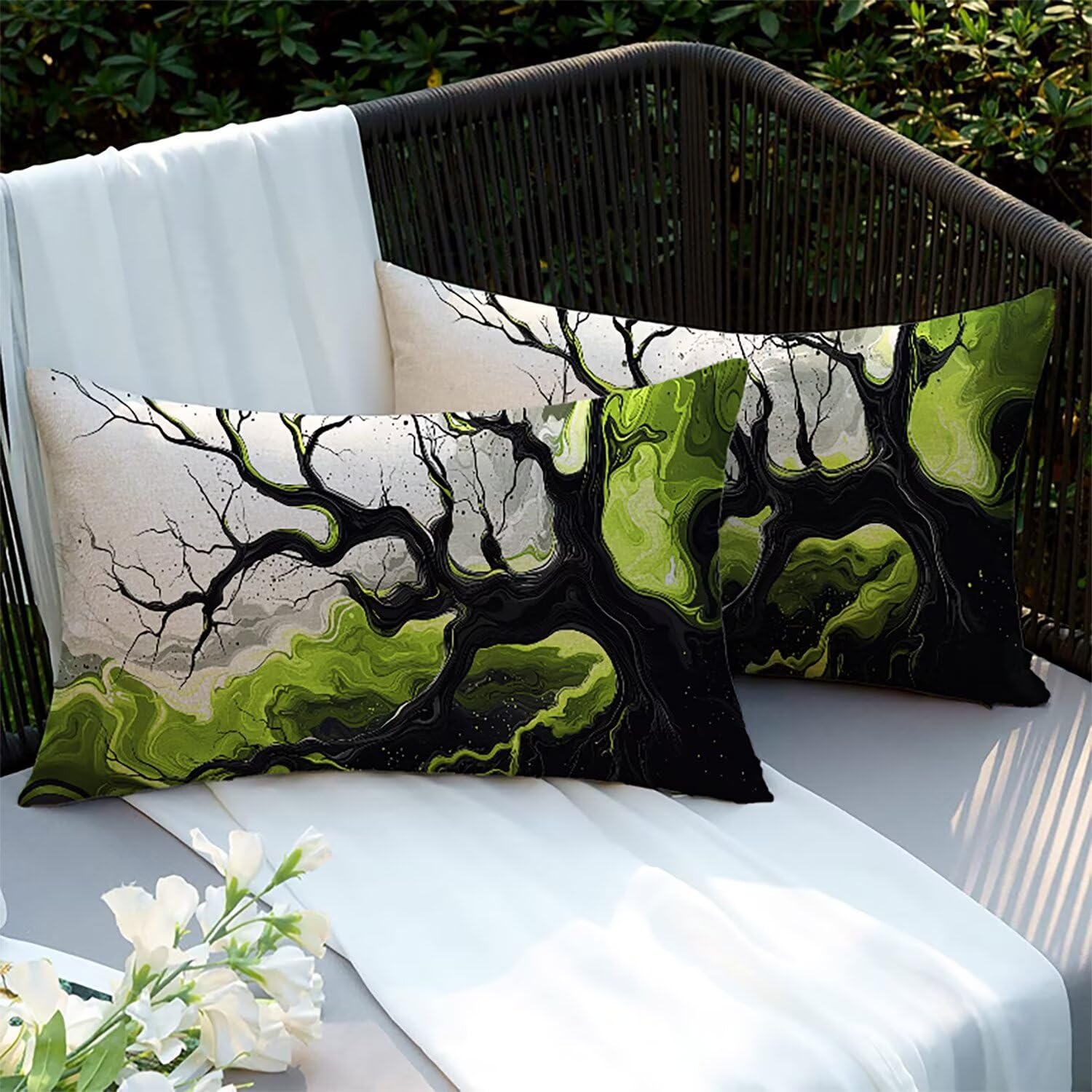 Taie d'oreiller extérieure 70x50cm en lin haut de gamme pour une décoration extérieure élégante