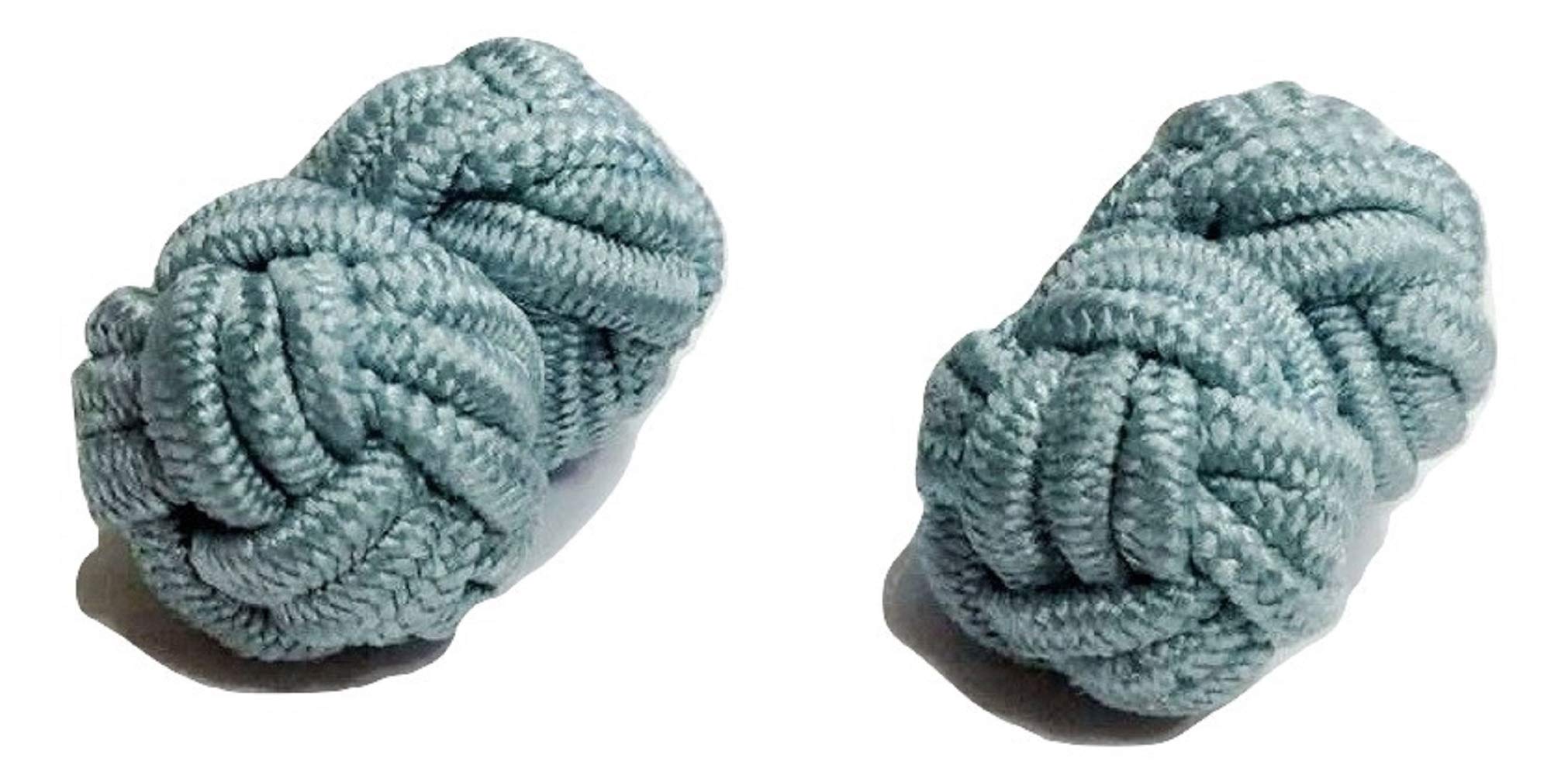 L&L® Men's Premium Plain Knitted Knot Cufflinks Wedding Casual Business Suit (Blue)
