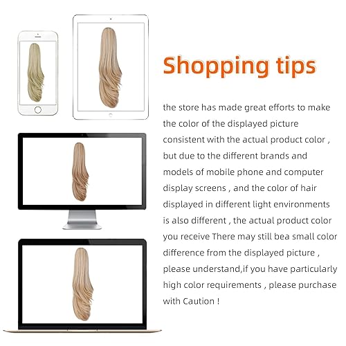 Miniatura 3 de HEWEICSY Extensión de cola de caballo de 20 pulgadas de largo, extensiones de cabello sintético ondulado lacio con clip de cola de caballo, peluca