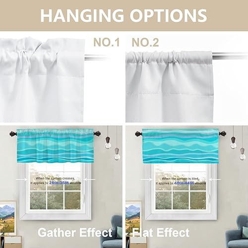 Miniatura 4 de Doodle Line Art - Cenefas de cocina para ventanas, líneas y ondas, multicolor, abstractas, opacas, cortinas de poliéster multicapa para cocina,