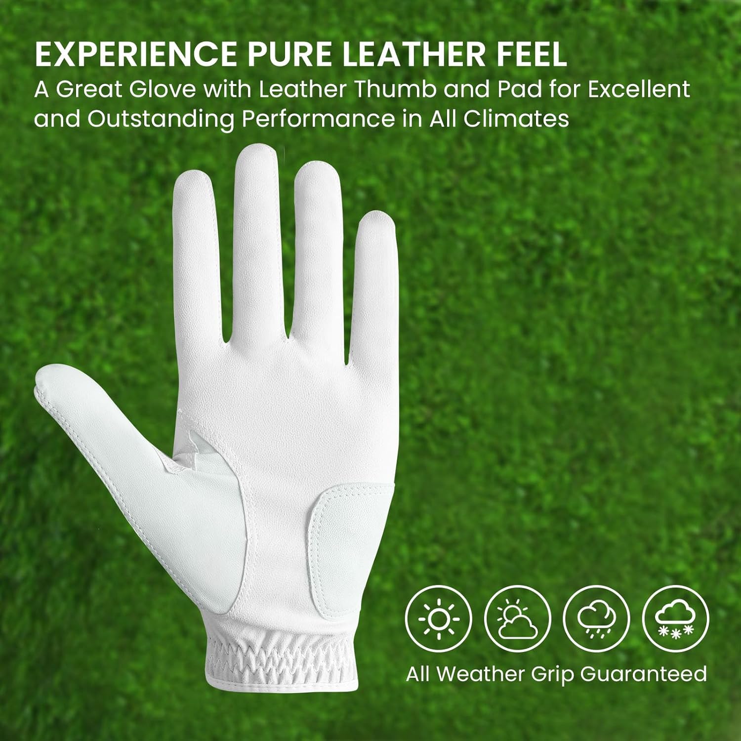 Golf Gloves Men Right Handed Golfer Left Hand Leather Stylish Value 2 Pack with Ball Marker, Mens Golf Glove All Weather Grip, Size Small Medium ML Large XL - Image 5